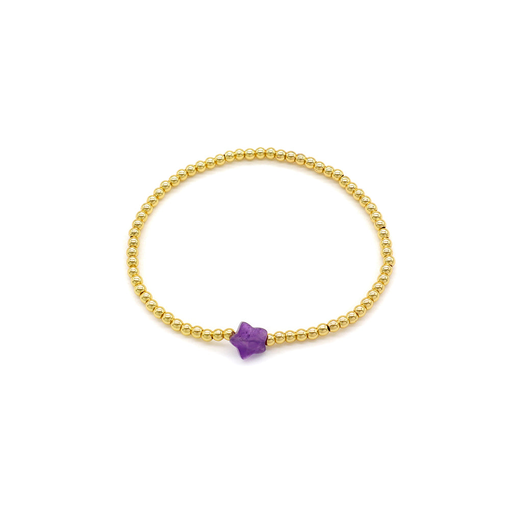 Handmade Customizable Brass Bracelet With Natural Stone Charm