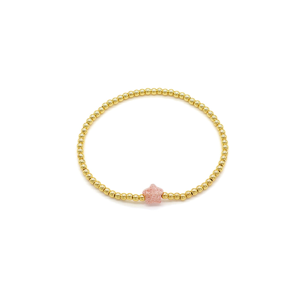 Handmade Customizable Brass Bracelet With Natural Stone Charm