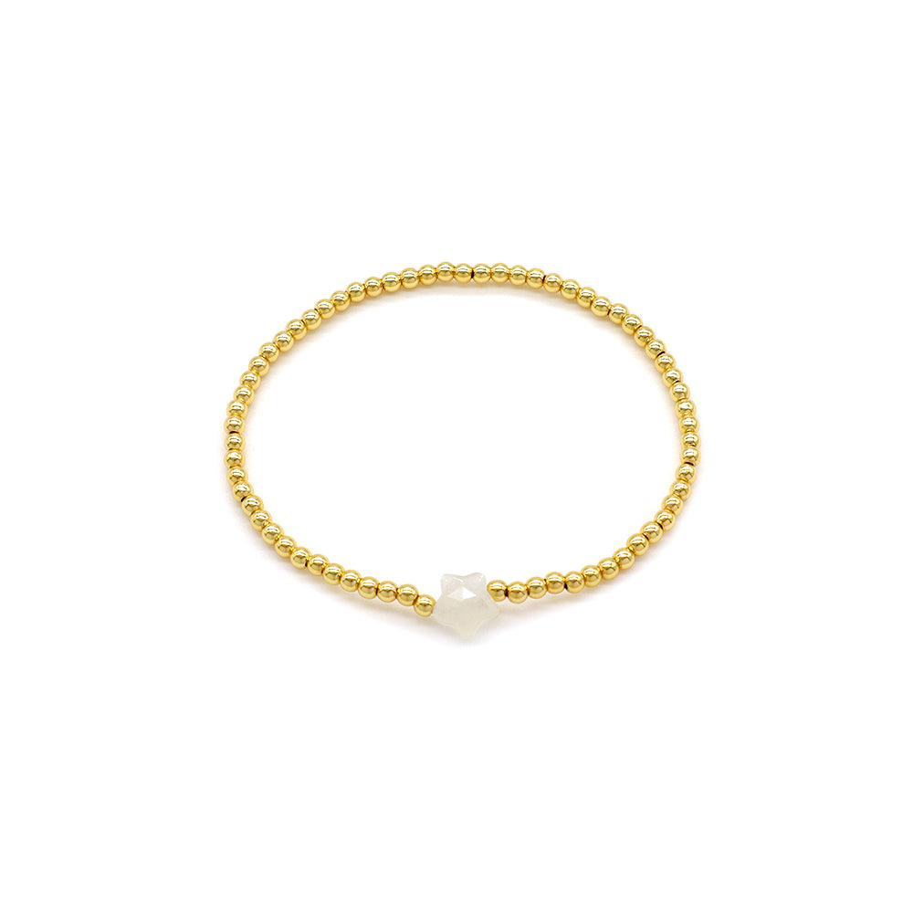 Handmade Customizable Brass Bracelet With Natural Stone Charm