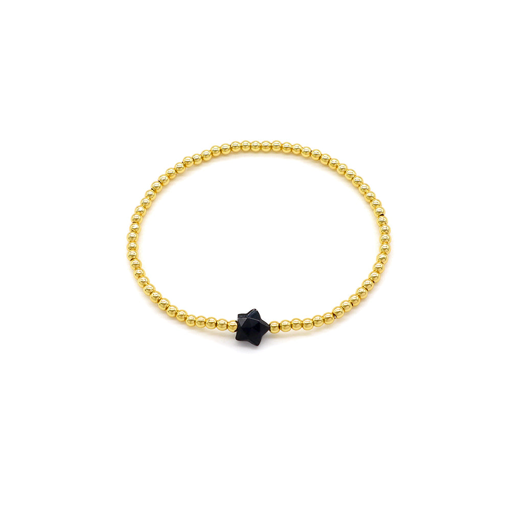 Handmade Customizable Brass Bracelet With Natural Stone Charm