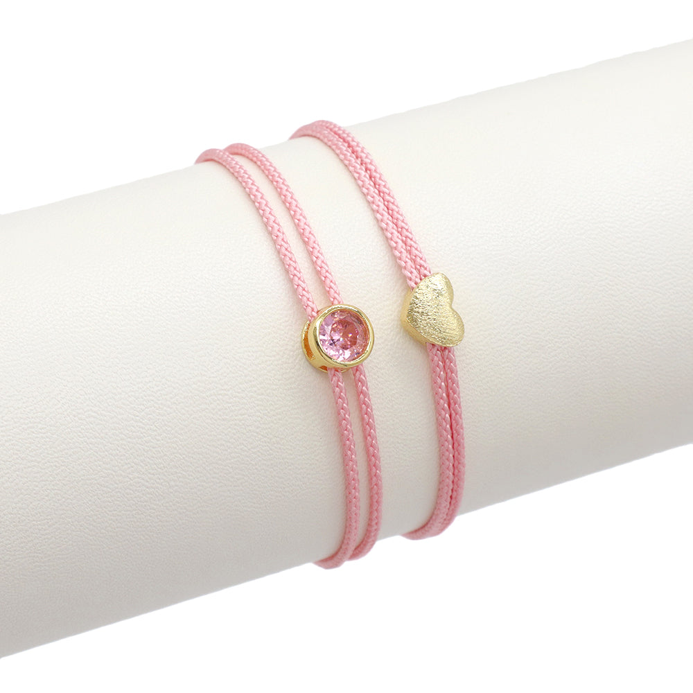 Handmade Customizable Brass Charm Bracelet With Cotton Wire