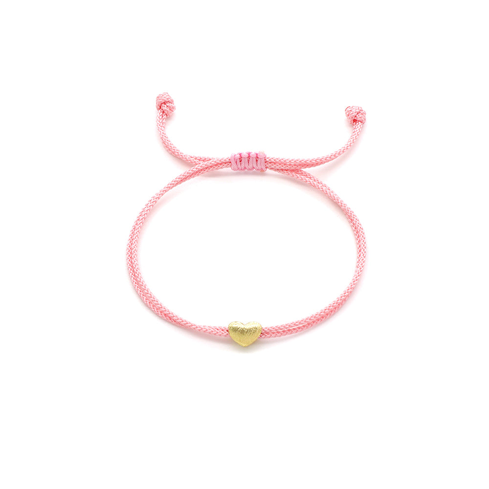 Handmade Customizable Brass Charm Bracelet With Cotton Wire