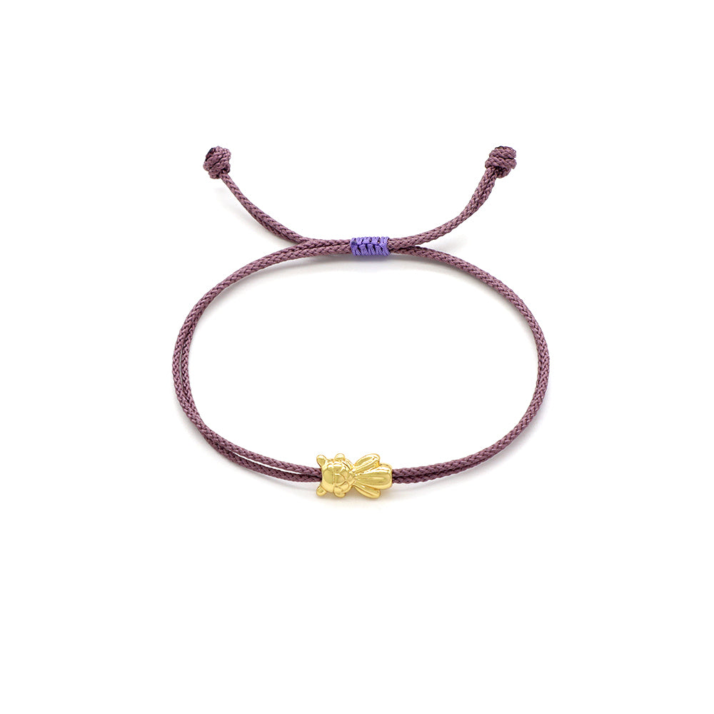 Handmade Customizable Brass Charm Bracelet With Cotton Wire