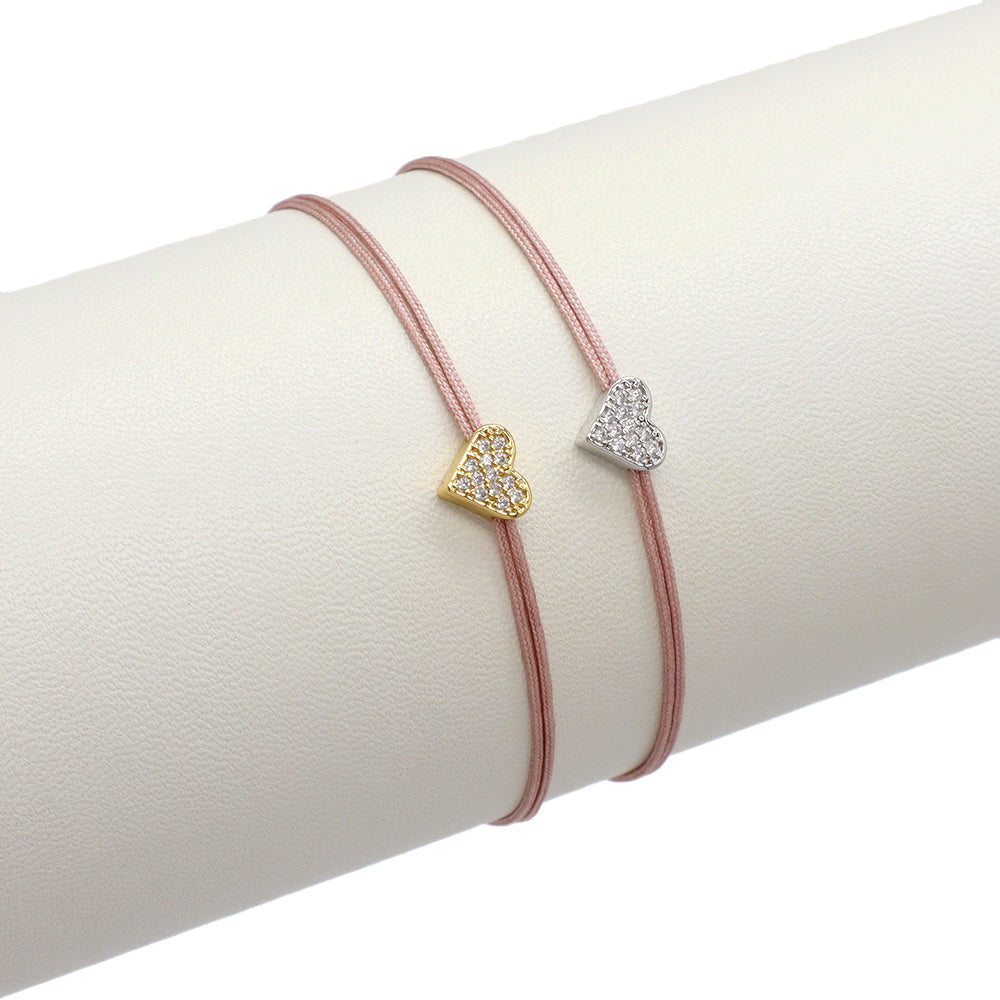 Handmade Customizable CZ Charm Bracelet With Cotton Wire