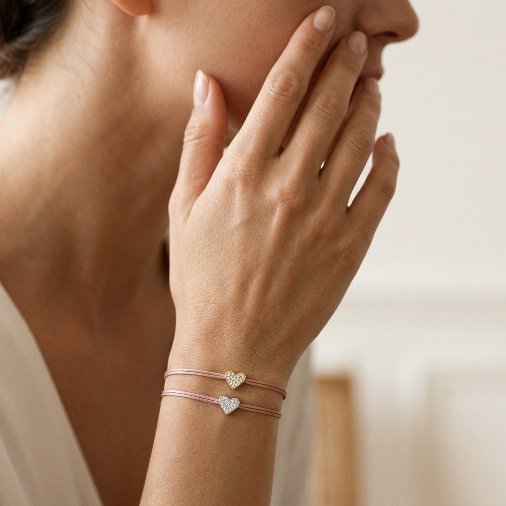 Handmade Customizable CZ Charm Bracelet With Cotton Wire