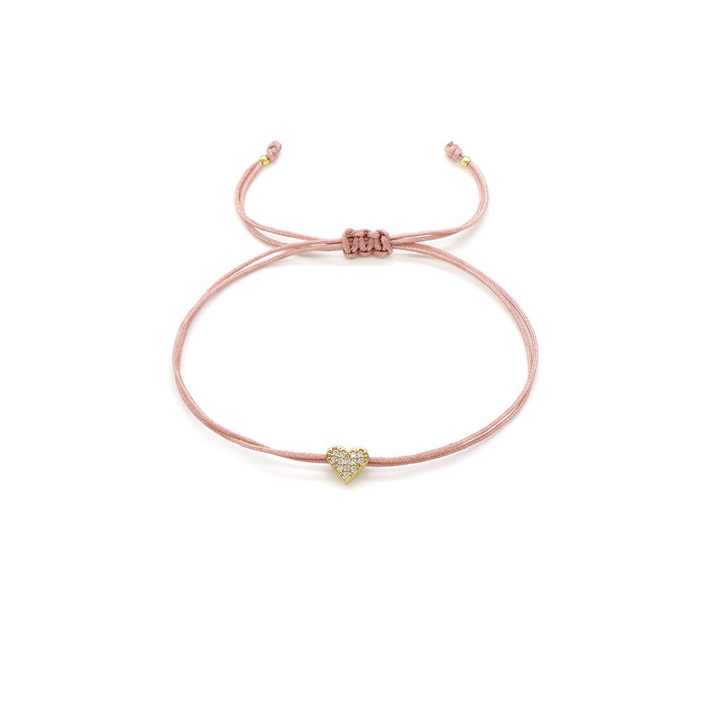 Handmade Customizable CZ Charm Bracelet With Cotton Wire