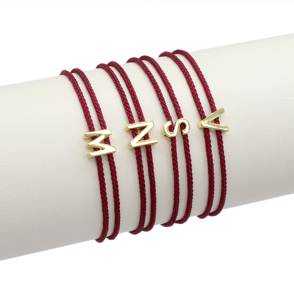Handmade Customizable Brass Charm Bracelet With Cotton Wire