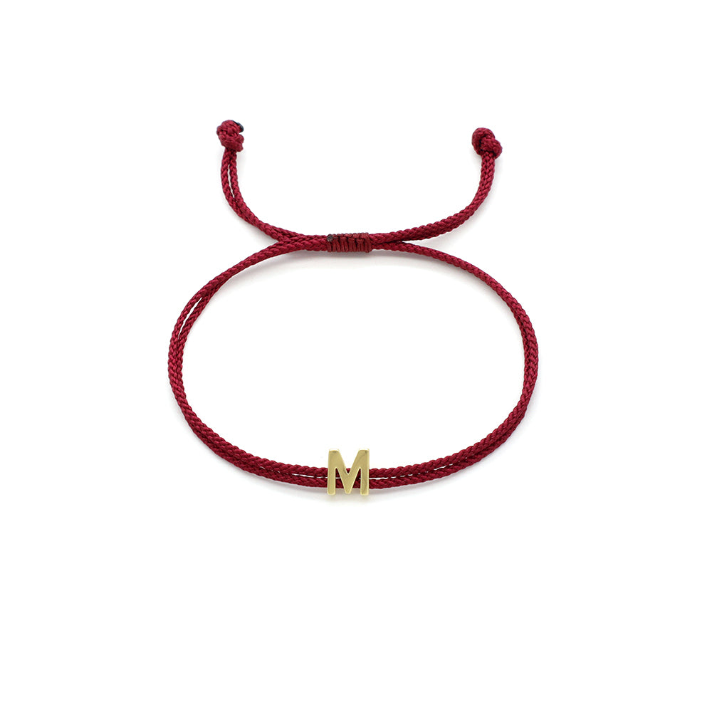 Handmade Customizable Brass Charm Bracelet With Cotton Wire