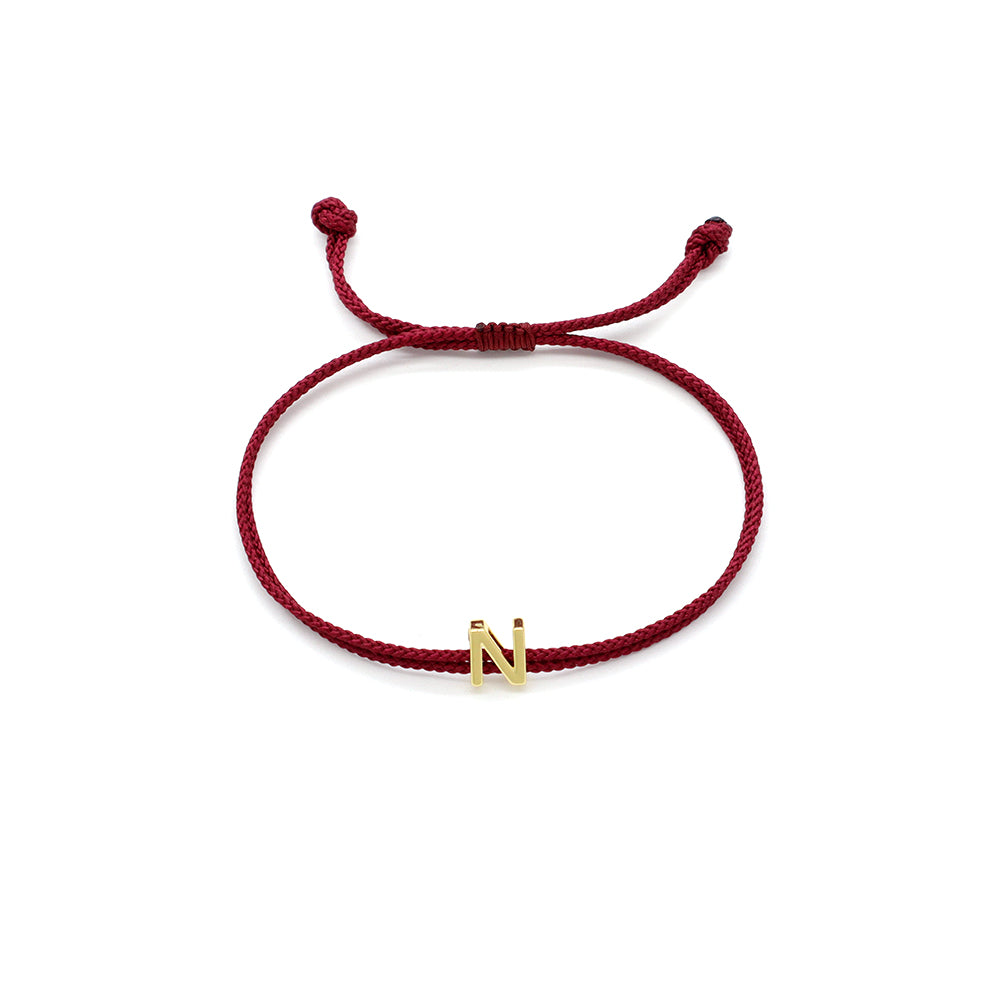 Handmade Customizable Brass Charm Bracelet With Cotton Wire