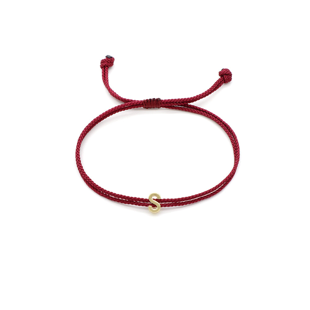 Handmade Customizable Brass Charm Bracelet With Cotton Wire