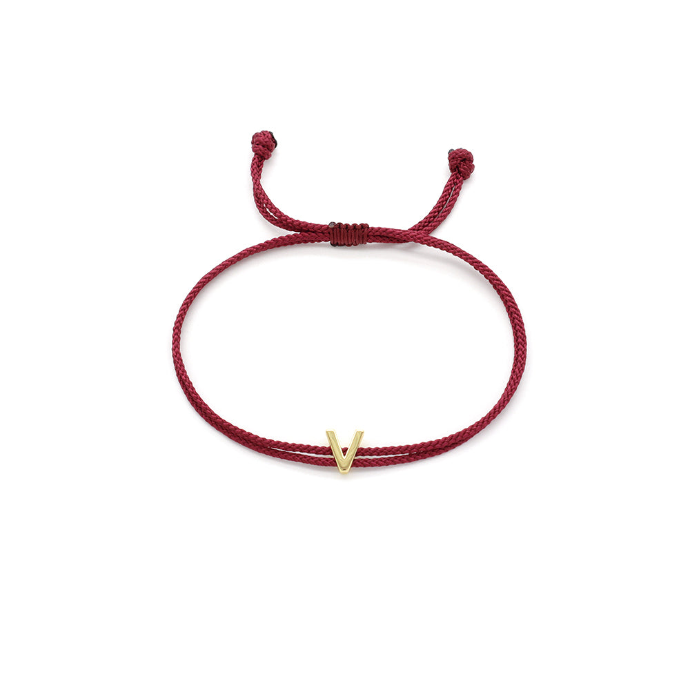 Handmade Customizable Brass Charm Bracelet With Cotton Wire