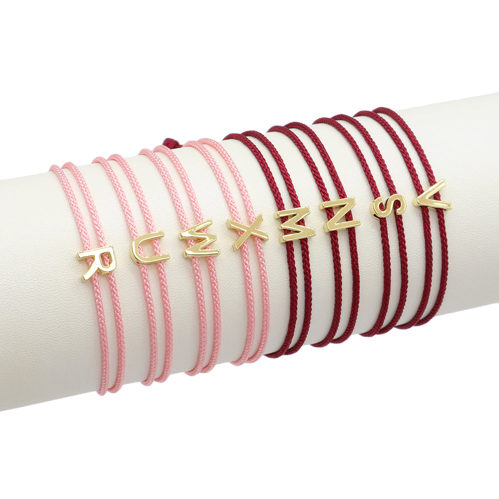 Handmade Customizable Brass Charm Bracelet With Cotton Wire