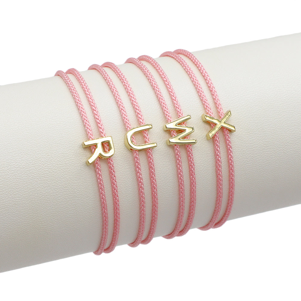 Handmade Customizable Brass Charm Bracelet With Cotton Wire