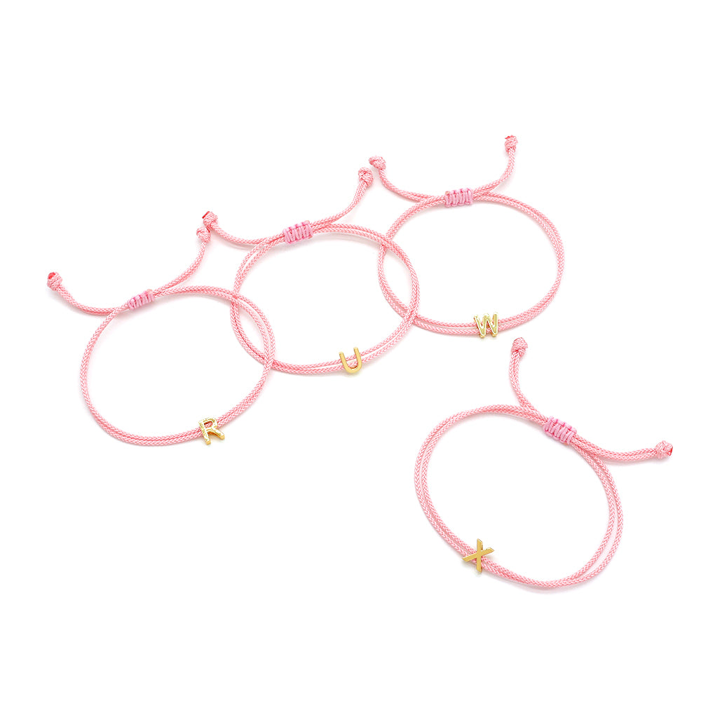 Handmade Customizable Brass Charm Bracelet With Cotton Wire