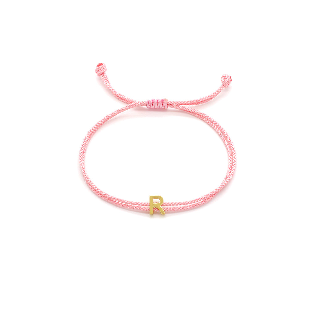 Handmade Customizable Brass Charm Bracelet With Cotton Wire