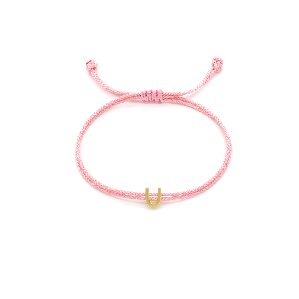 Handmade Customizable Brass Charm Bracelet With Cotton Wire