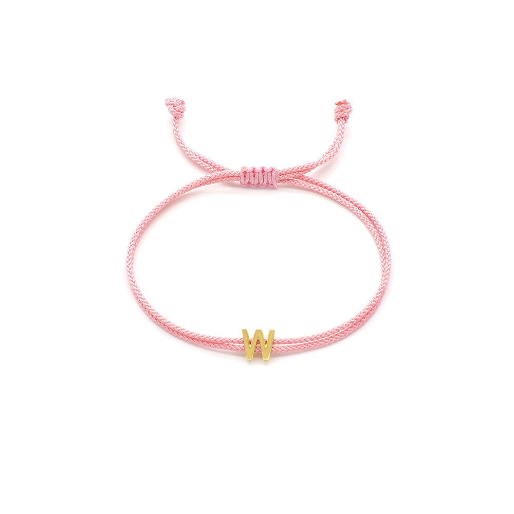 Handmade Customizable Brass Charm Bracelet With Cotton Wire
