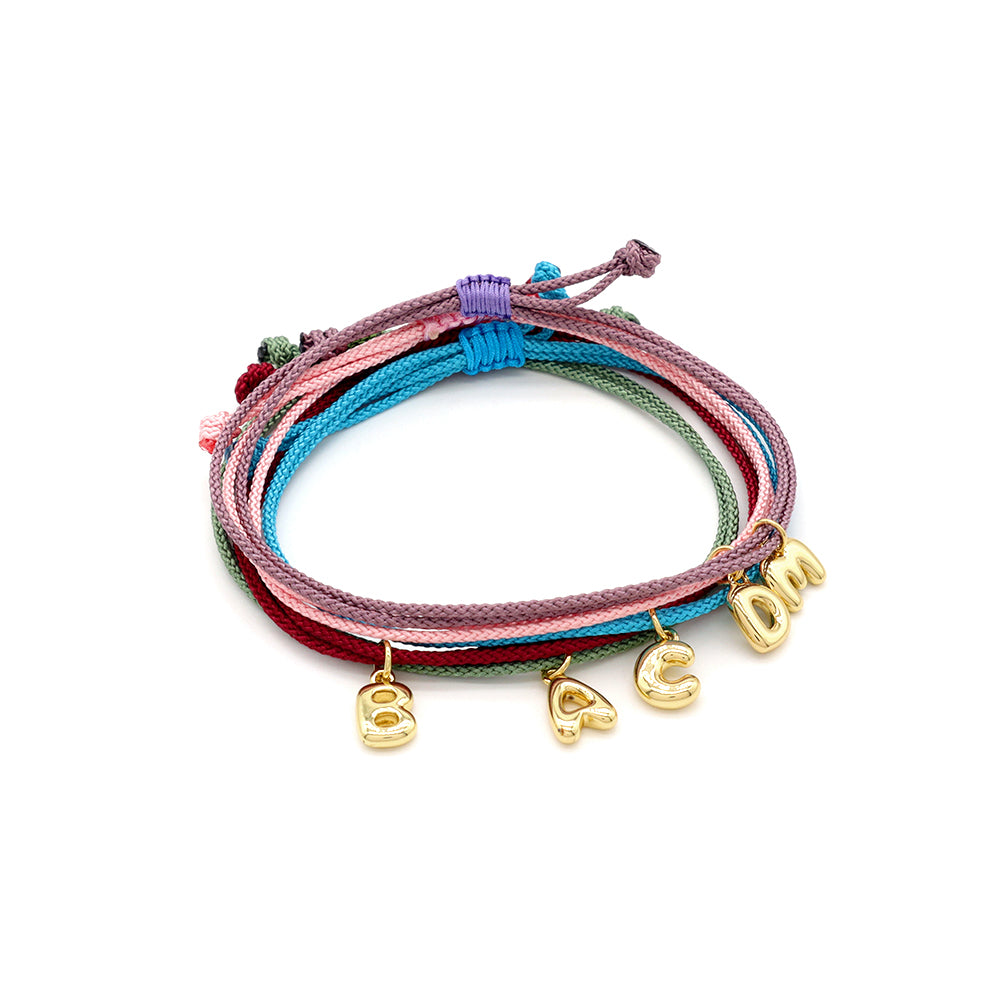 Handmade Customizable Brass Pendant Bracelet With Cotton Wire