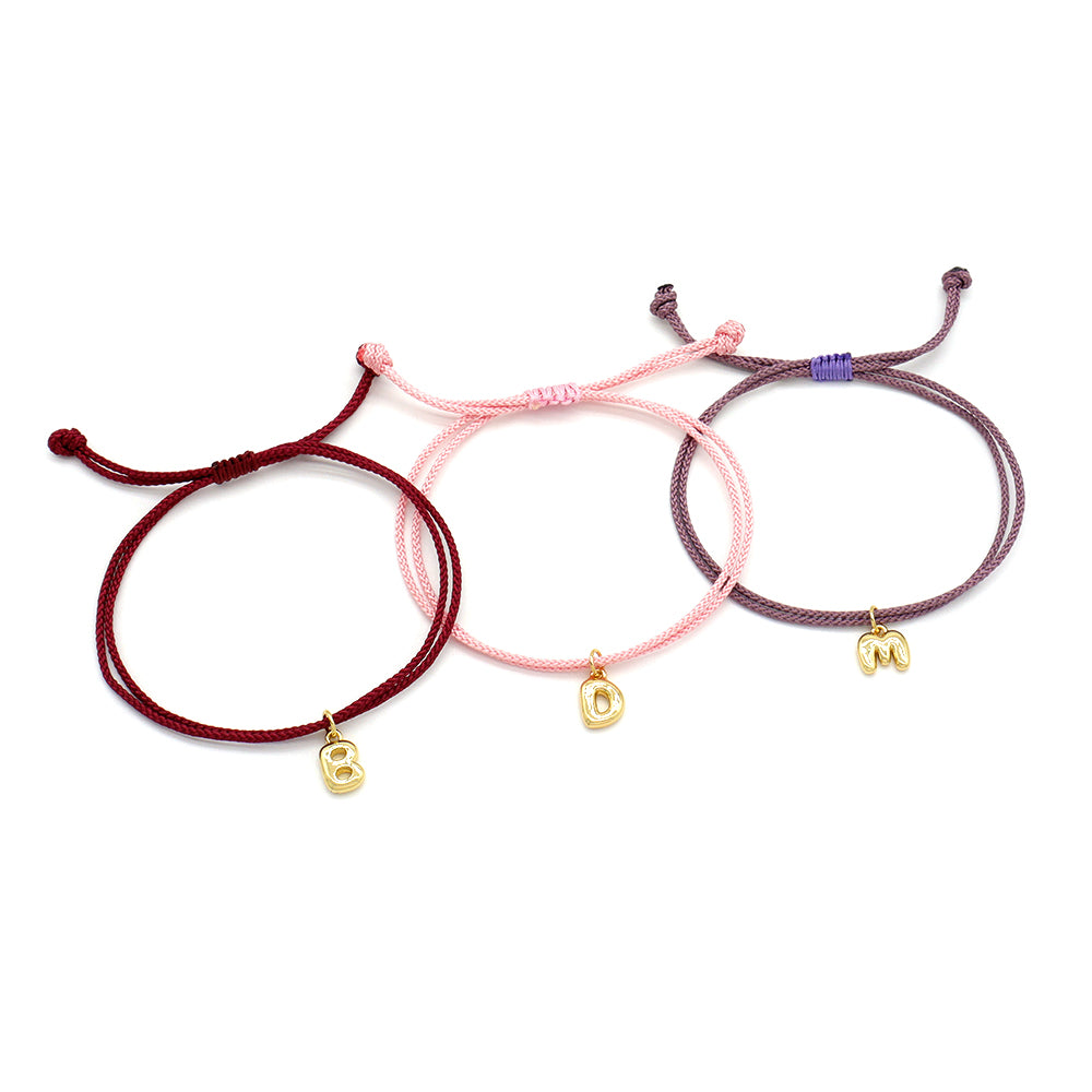 Handmade Customizable Brass Pendant Bracelet With Cotton Wire