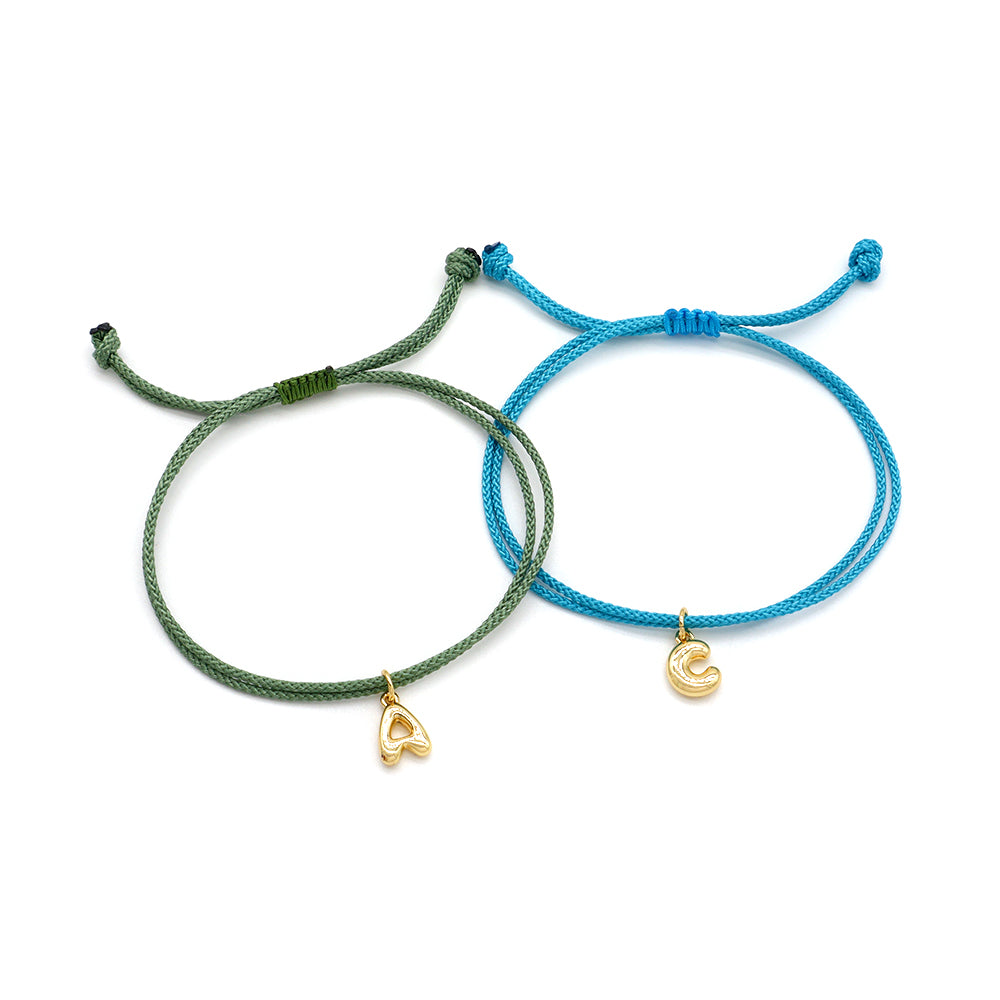 Handmade Customizable Brass Pendant Bracelet With Cotton Wire