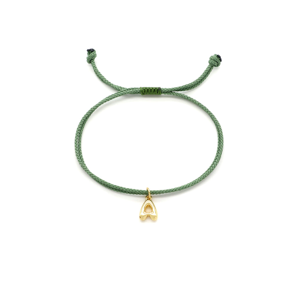 Handmade Customizable Brass Pendant Bracelet With Cotton Wire