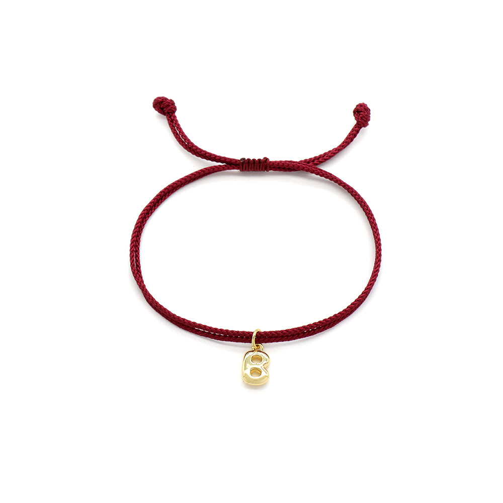 Handmade Customizable Brass Pendant Bracelet With Cotton Wire