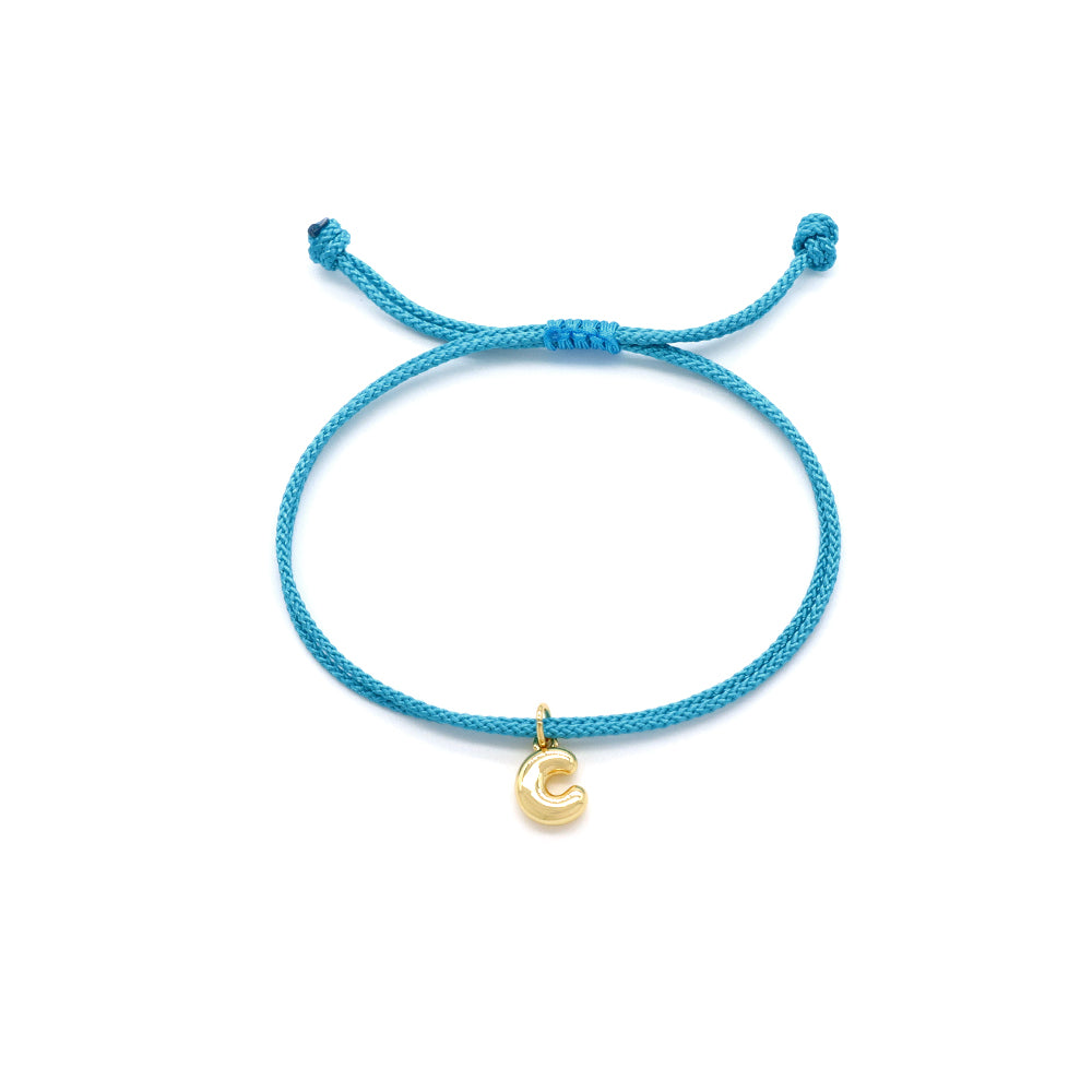 Handmade Customizable Brass Pendant Bracelet With Cotton Wire