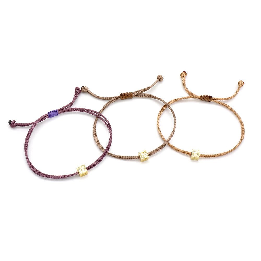 Handmade Customizable Brass Pendant Bracelet With Cotton Wire