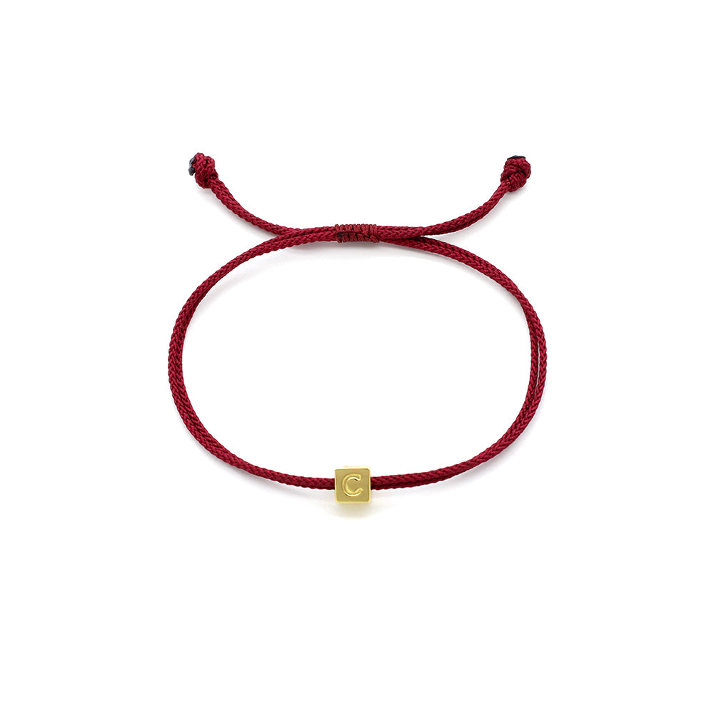 Handmade Customizable Brass Pendant Bracelet With Cotton Wire