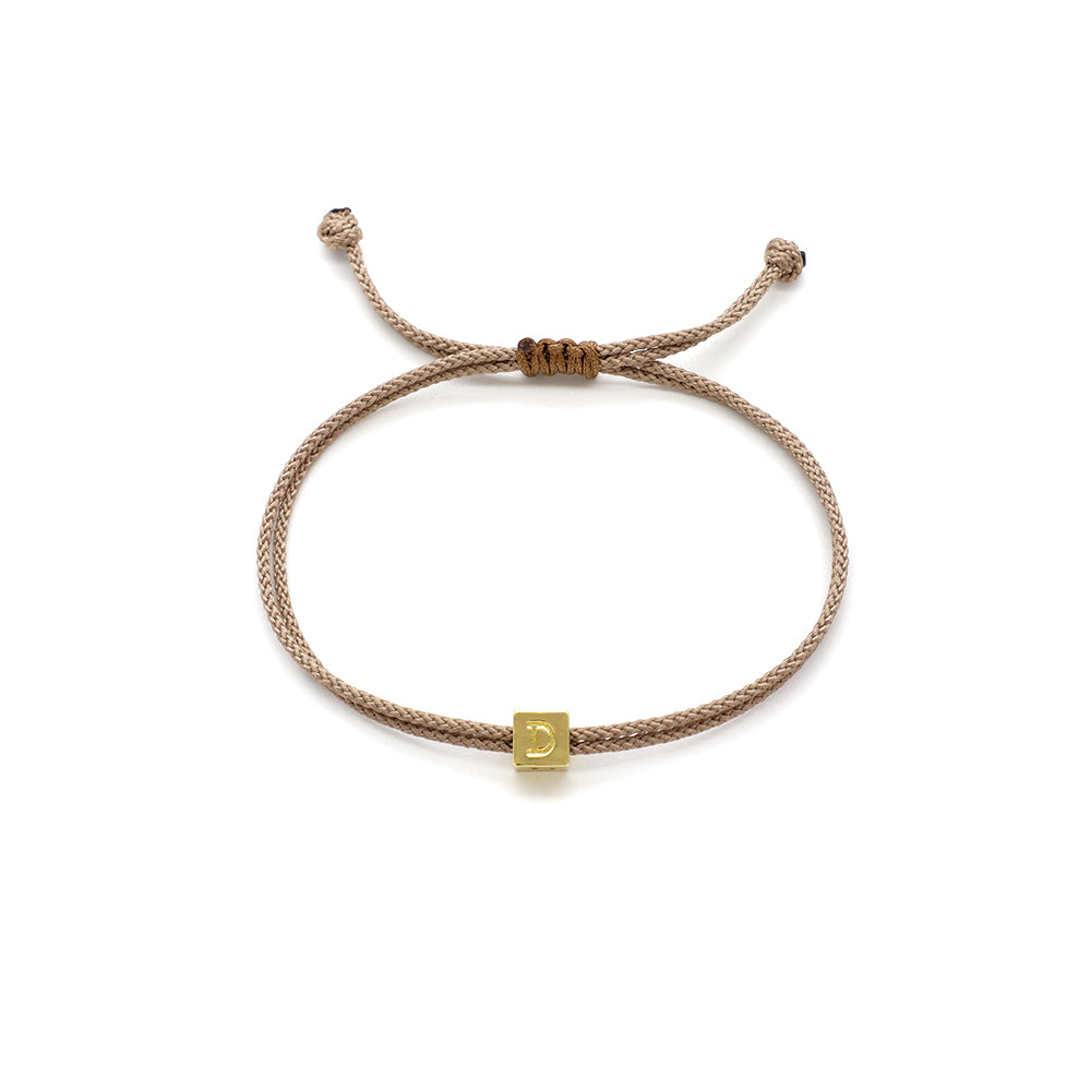 Handmade Customizable Brass Pendant Bracelet With Cotton Wire