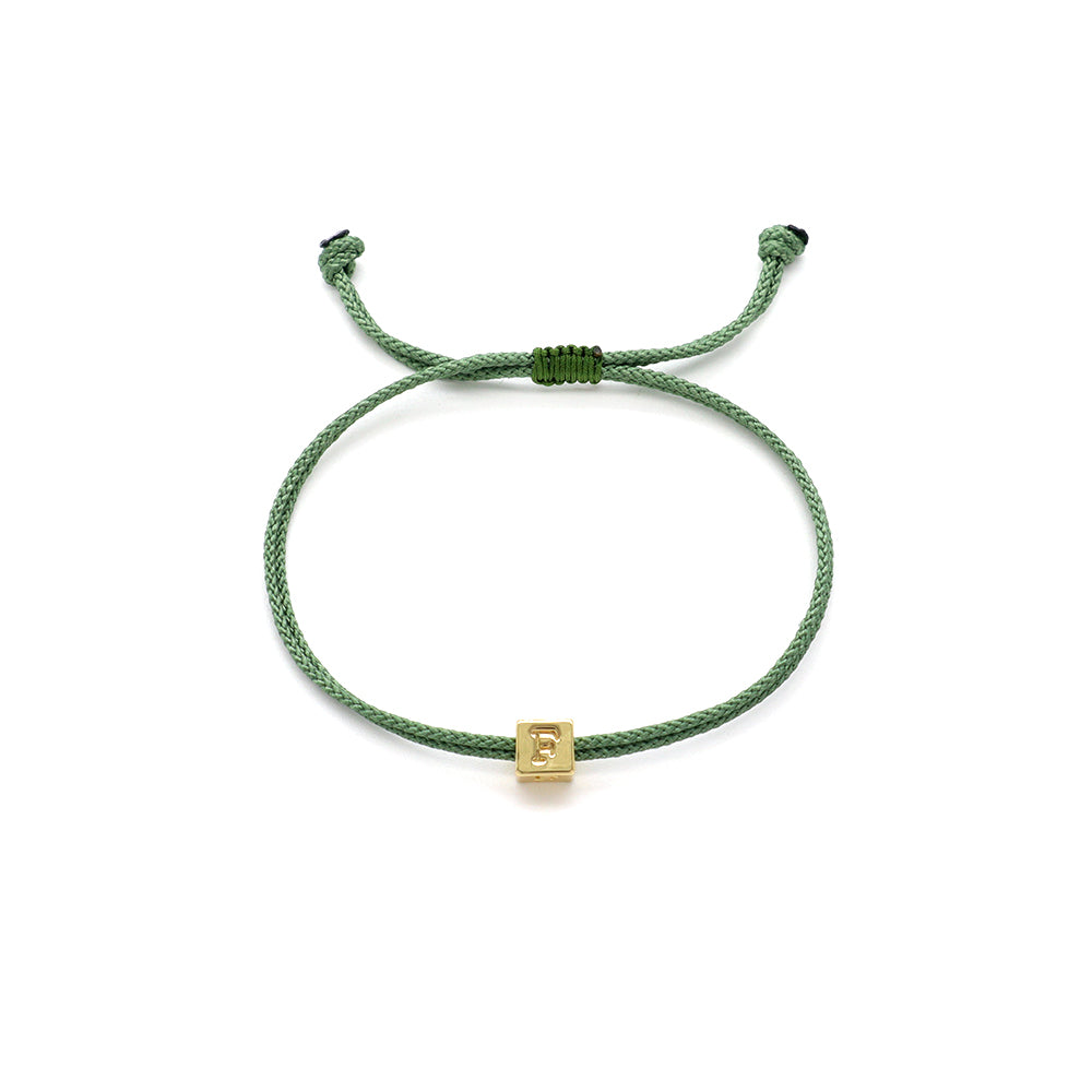 Handmade Customizable Brass Pendant Bracelet With Cotton Wire