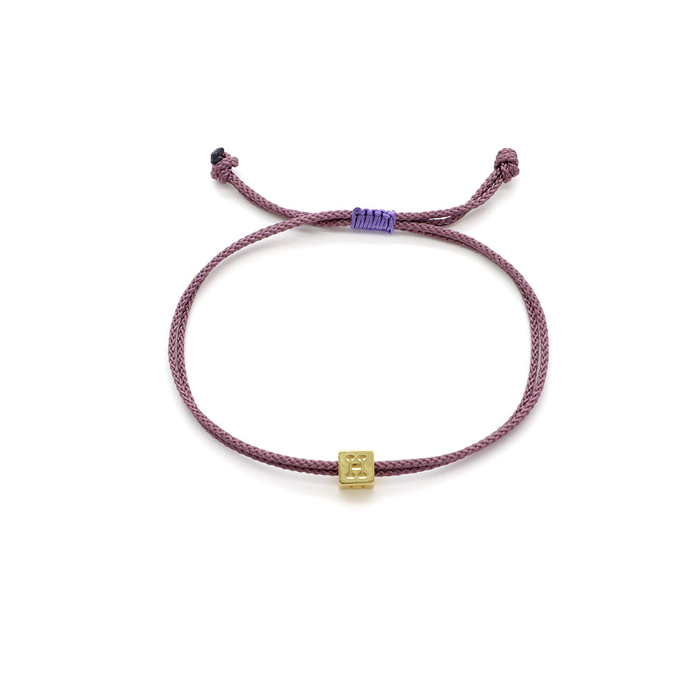 Handmade Customizable Brass Pendant Bracelet With Cotton Wire