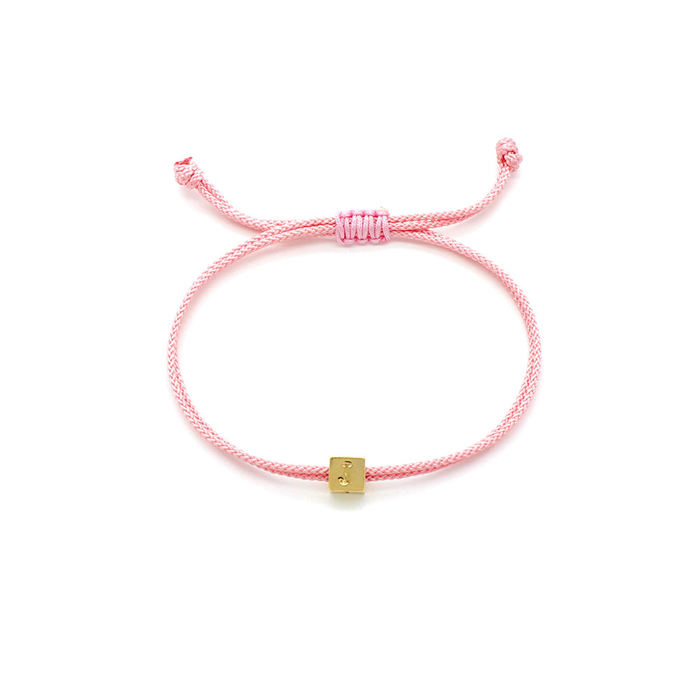 Handmade Customizable Brass Pendant Bracelet With Cotton Wire