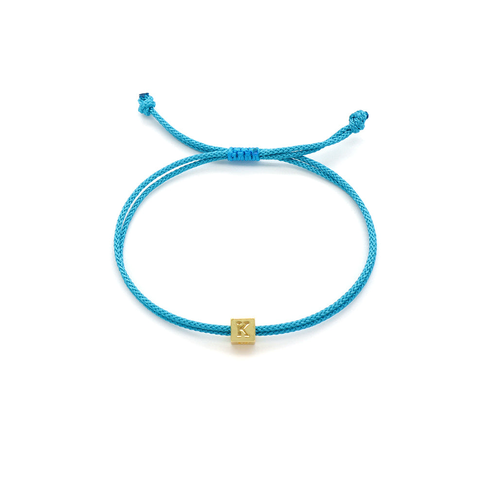 Handmade Customizable Brass Pendant Bracelet With Cotton Wire