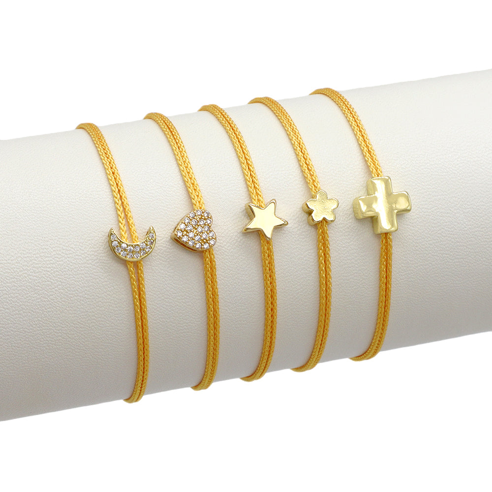 Handmade Customizable CZ Charm Bracelet With Cotton Wire