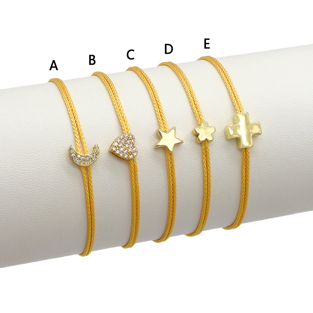 Handmade Customizable CZ Charm Bracelet With Cotton Wire