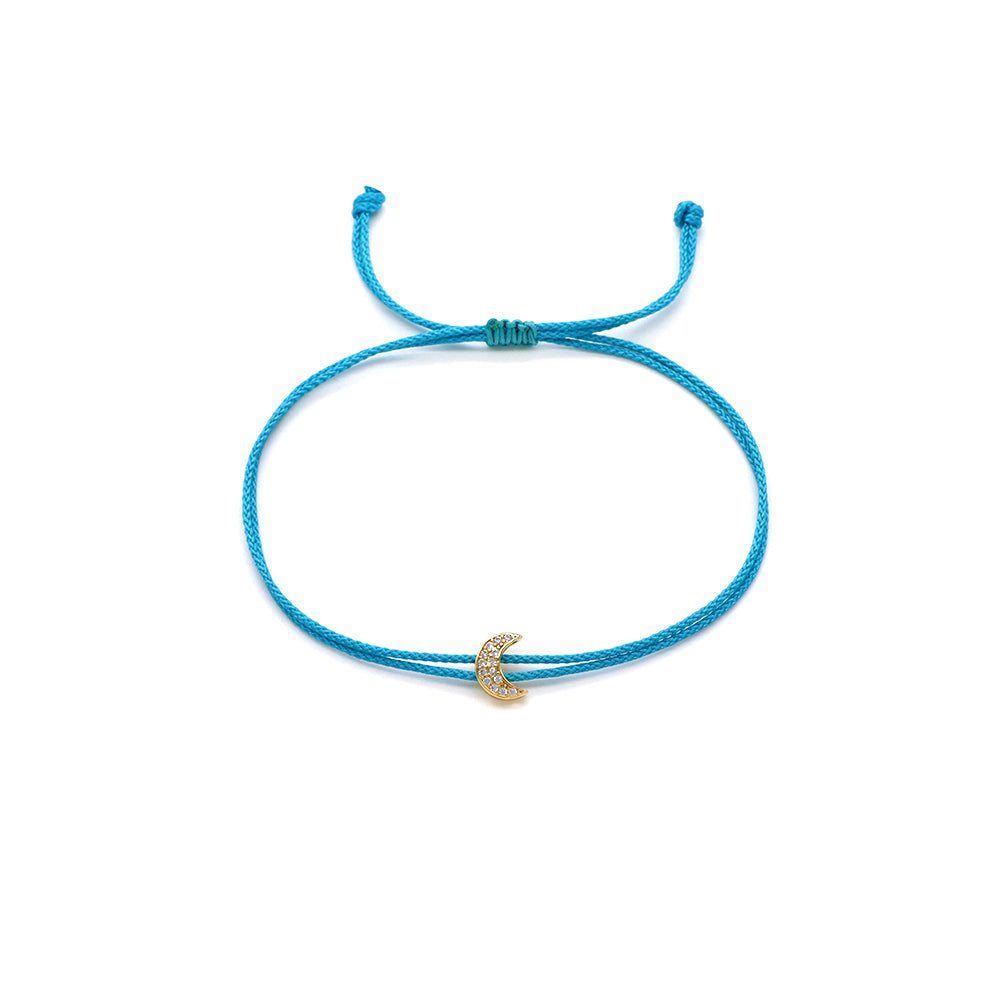 Handmade Customizable CZ Charm Bracelet With Cotton Wire