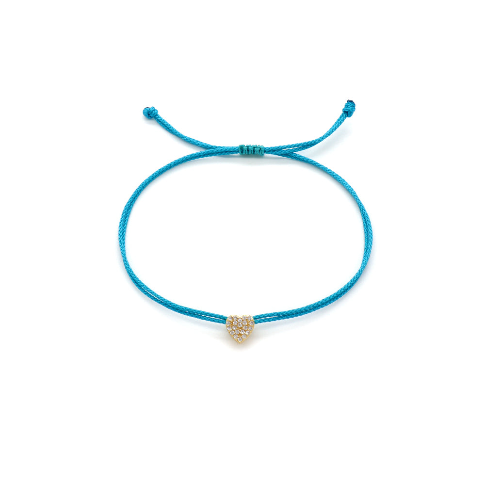 Handmade Customizable CZ Charm Bracelet With Cotton Wire
