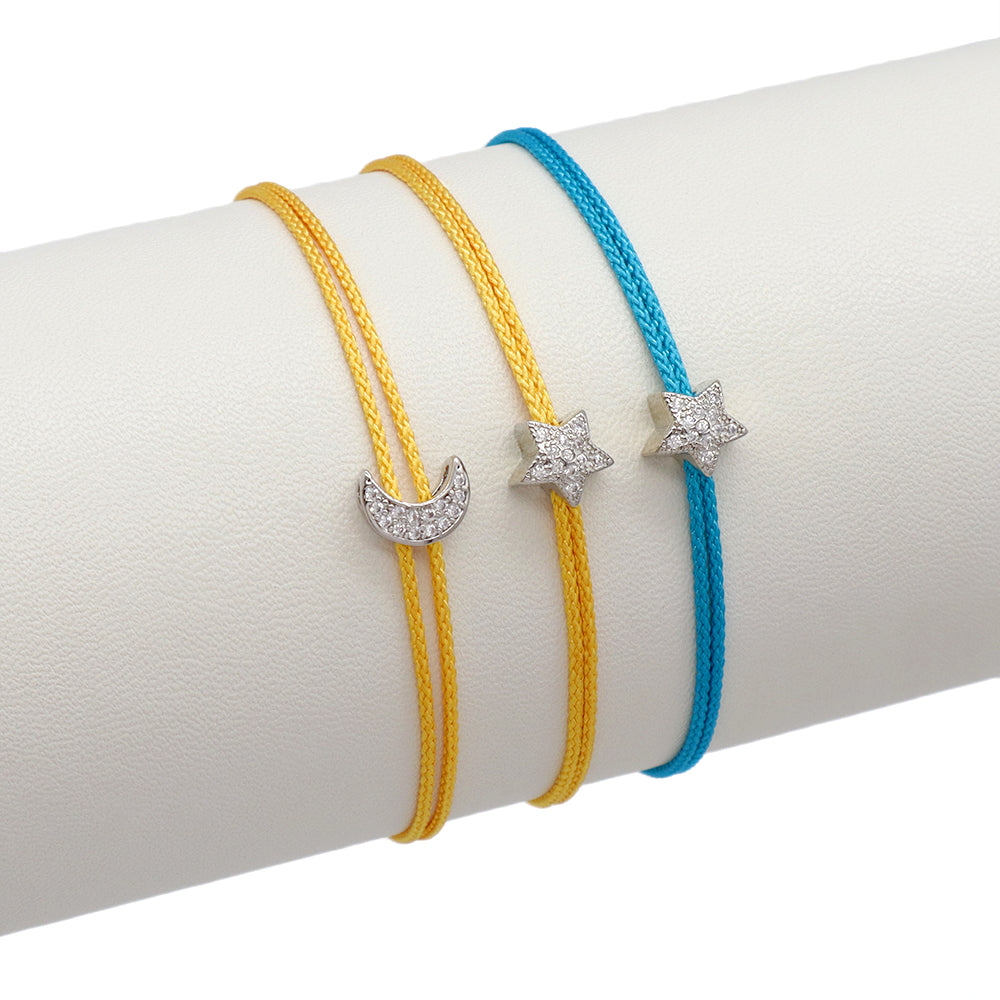 Handmade Customizable CZ Charm Bracelet With Cotton Wire