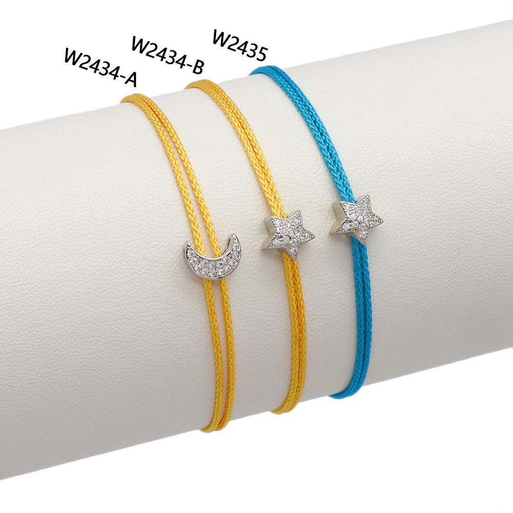 Handmade Customizable CZ Charm Bracelet With Cotton Wire