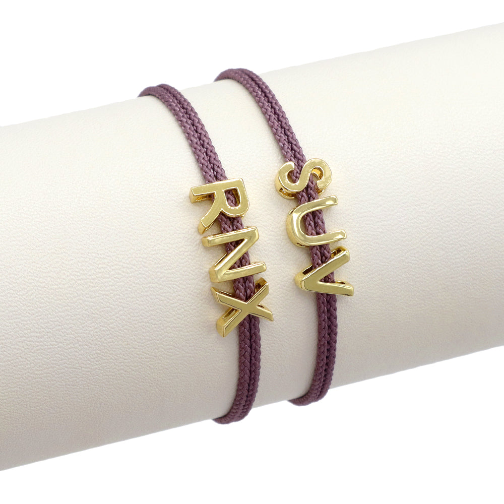 Handmade Customizable Brass Charm Bracelet With Cotton Wire