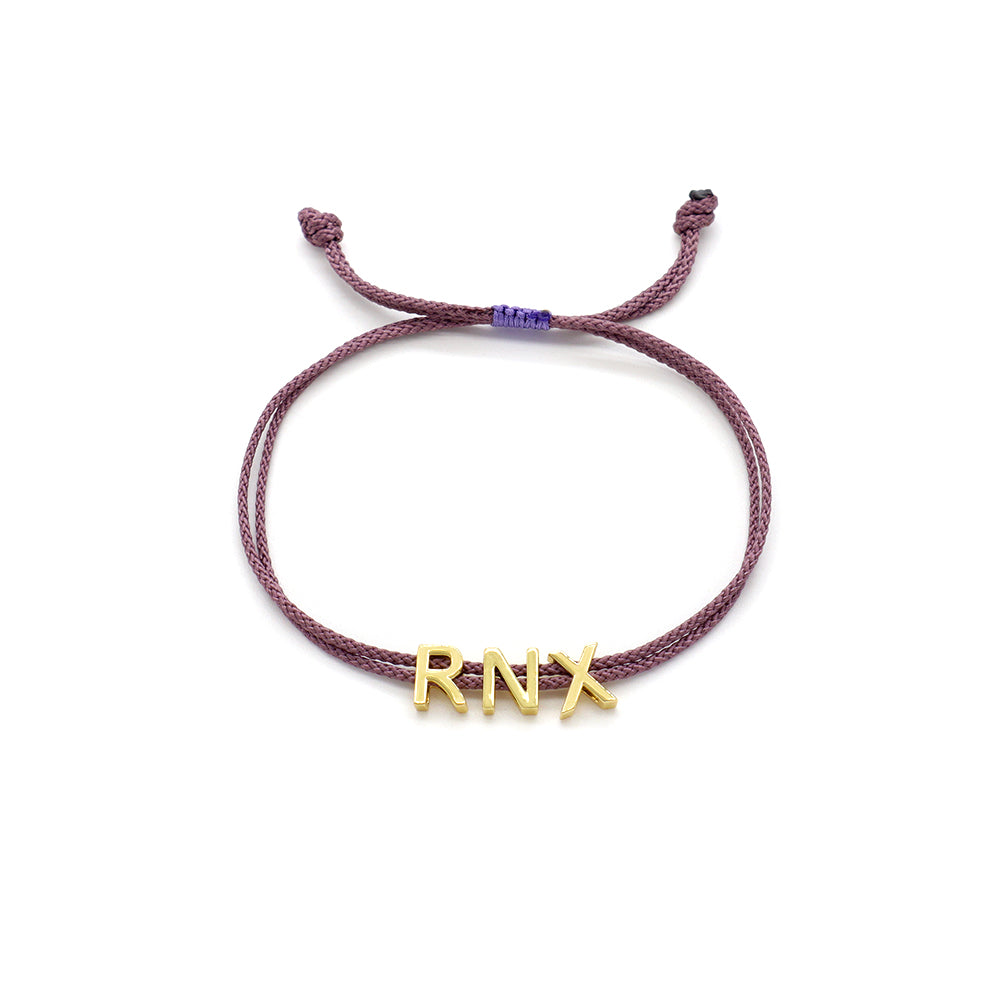 Handmade Customizable Brass Charm Bracelet With Cotton Wire