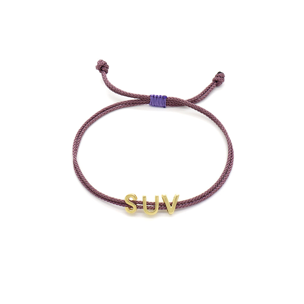 Handmade Customizable Brass Charm Bracelet With Cotton Wire