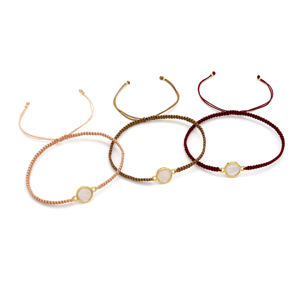 Handmade Customizable Shell Charm Bracelet With Cotton Wire