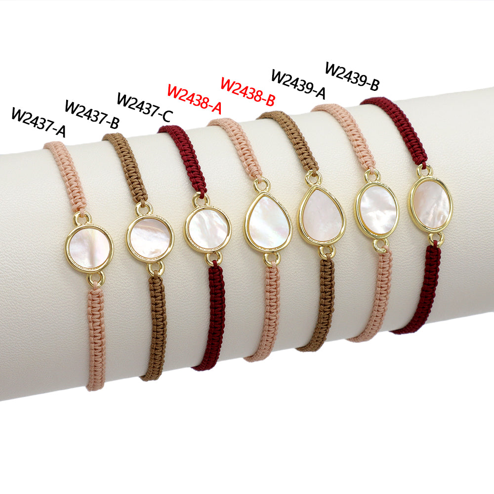 Handmade Customizable Shell Charm Bracelet With Cotton Wire
