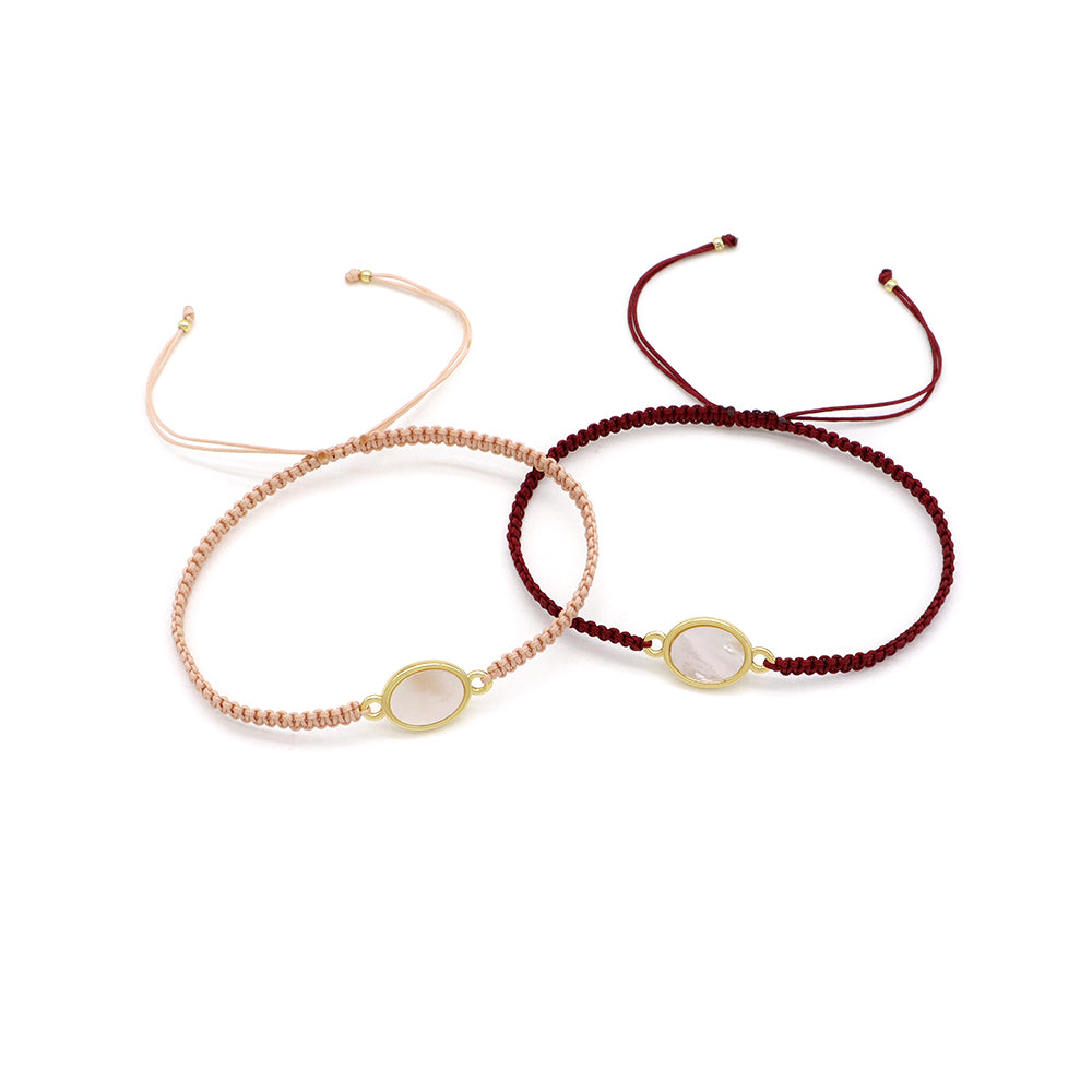 Handmade Customizable Shell Charm Bracelet With Cotton Wire