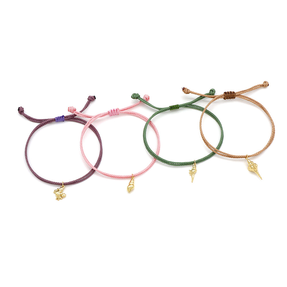 Handmade Customizable Brass Pendant Bracelet With Cotton Wire
