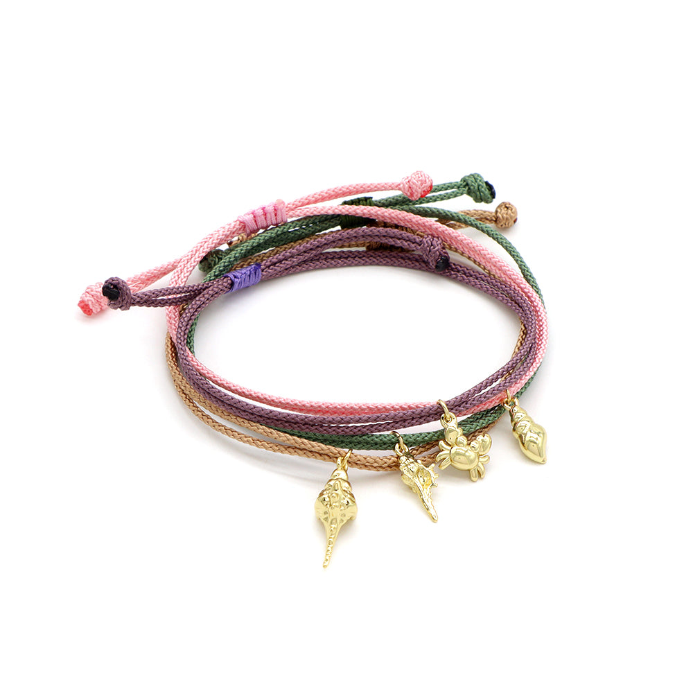 Handmade Customizable Brass Pendant Bracelet With Cotton Wire