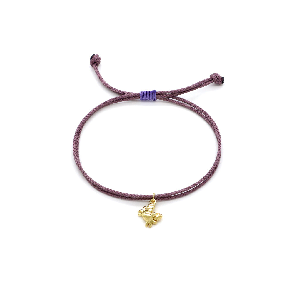 Handmade Customizable Brass Pendant Bracelet With Cotton Wire