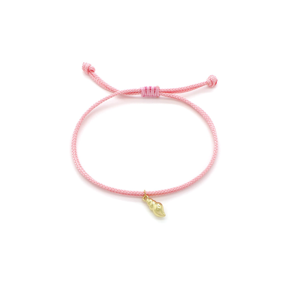 Handmade Customizable Brass Pendant Bracelet With Cotton Wire